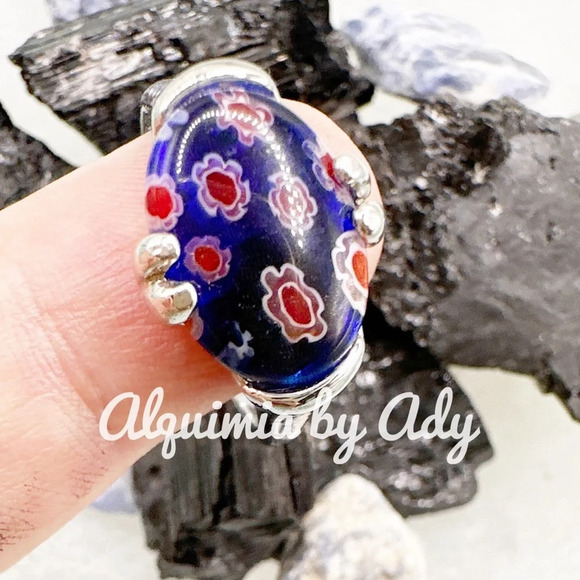 Blue tutti fiori crystal rose gold Victorian ring - Picture 2 of 3